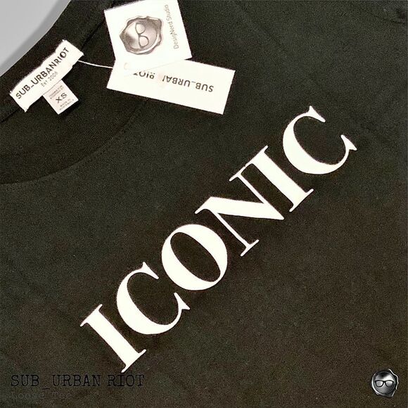 SUB_URBAN RIOT ICONIC LOOSE GRAPHIC TEE IN BLACK WOMEN’S SIZE XS BOXY CREWNECK - Picture 3 of 6